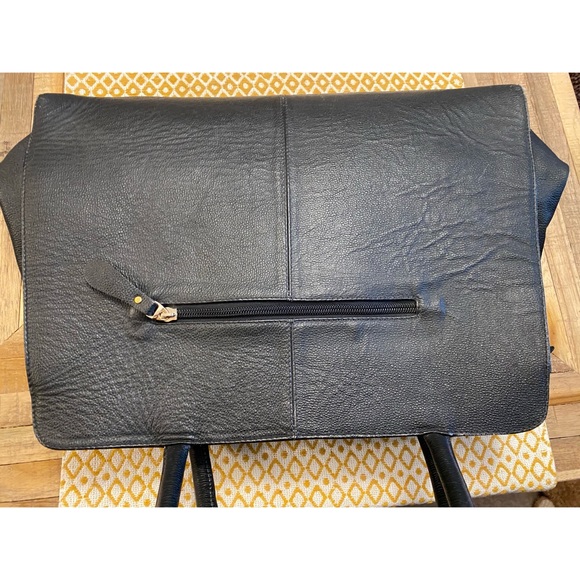 Black with Gold Hardware Leather Purse/laptop Bag - Picture 2 of 3